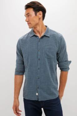 Marine Layer Navy Green Gingham Stretch Selvage Shirt 11 Marine Layer Navy Green Gingham Stretch Selvage Shirt -Loeffler Randall Store 17HkFiYZvmTLx6kb8yNOkrlETBrfCTSe 1