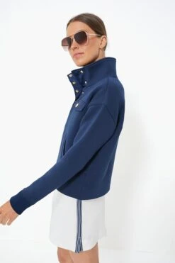 Navy Snap Neck Bailey Pullover -Loeffler Randall Store 1O3JCkyJA59n0l2SiZVjS7J3x3RWjMQM 1