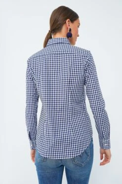 Navy Gingham Long Sleeve Icon Shirt -Loeffler Randall Store 1fGrBFX1cI55vo5zIyz78GzcB1O2ckBK 1