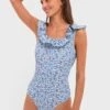 Blue Whitney Print Flutter Sleeve One Piece -Loeffler Randall Store 22ue57G4MIljOAGIB3oYHPuzQkVfE71Z 1