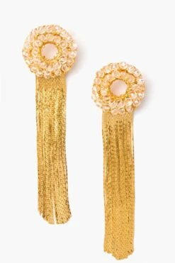 Gold Crystal Clear Fringe Earrings