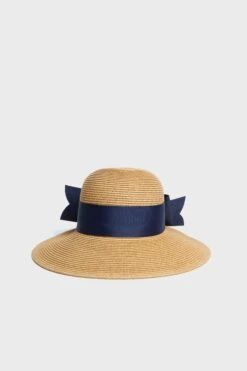 Exclusive Navy Packable Wide Bow Sunhat