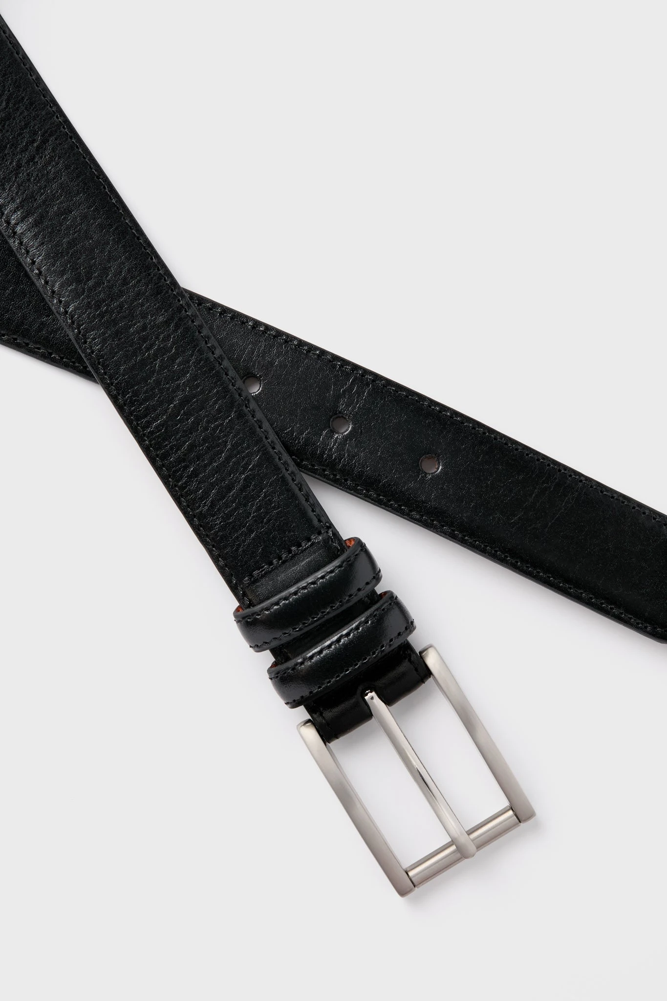 Black Lorenzo 32mm Dropped Edge Leather Belt 5 Black Lorenzo 32mm Dropped Edge Leather Belt - Image 5