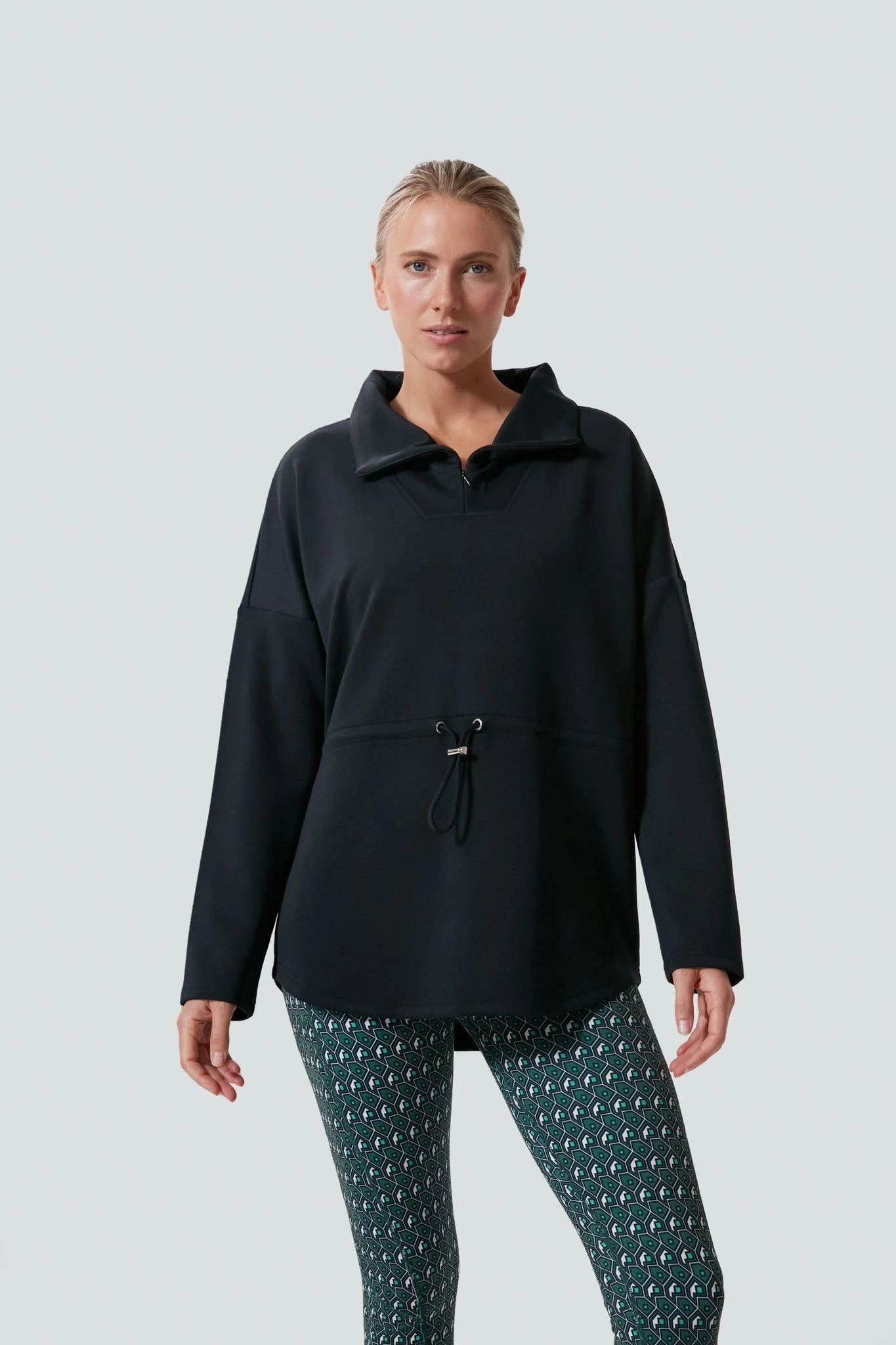 Black Cinched Natalie Quarter Zip 1 Black Cinched Natalie Quarter Zip