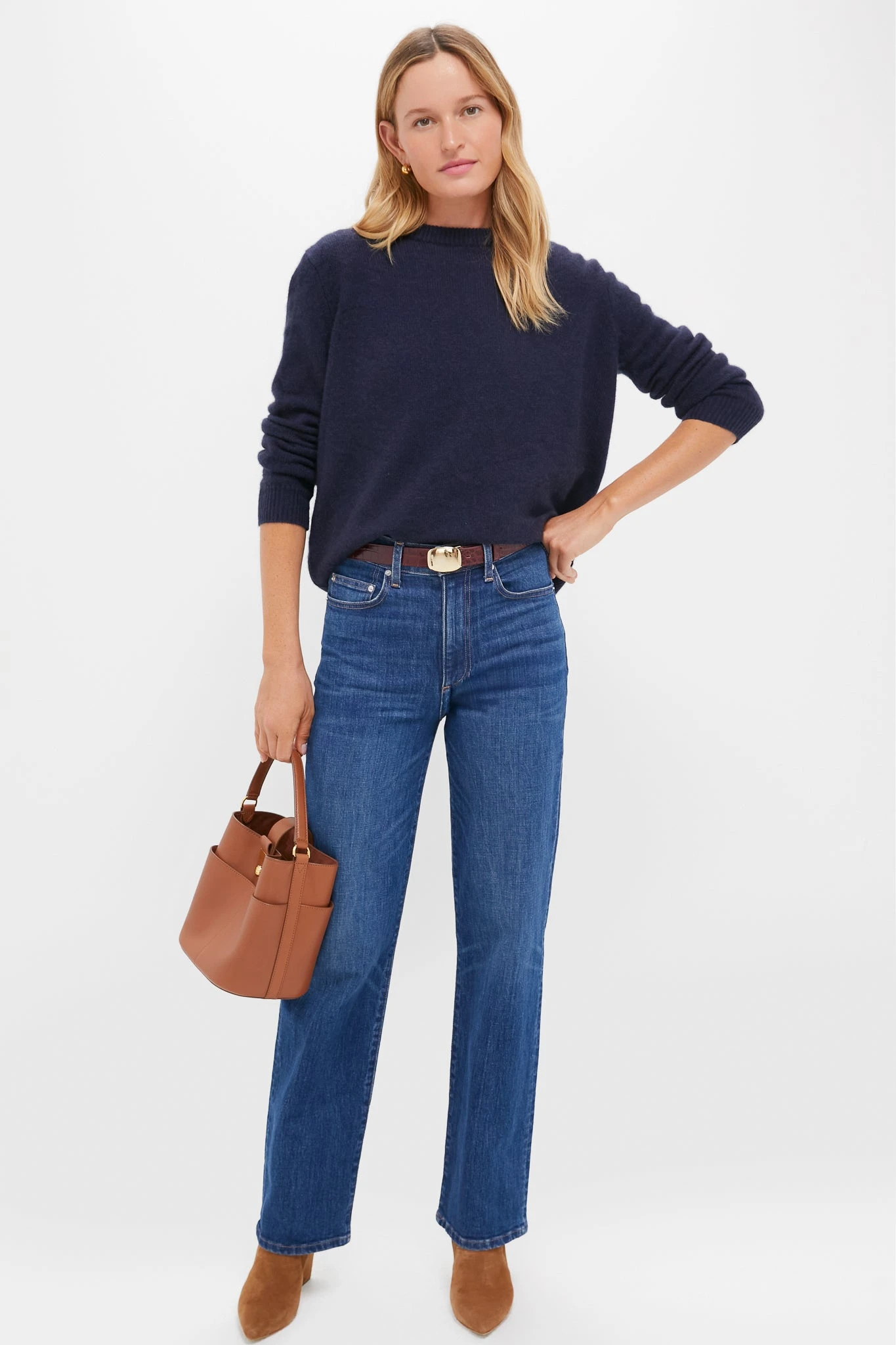 Navy Bodie Boyfriend Cashmere Crewneck Sweater 3 Navy Bodie Boyfriend Cashmere Crewneck Sweater - Image 3