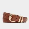 Brown Croc-Embossed Western Belt