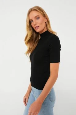 Marine Layer Black Lexi Rib Mock Neck Top -Loeffler Randall Store 4D9mLYKspvAJZhDC8cKqzuM5dZZBHodZ 1