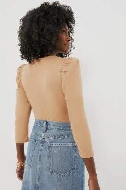 Tan Vesty Long Sleeve Crewneck -Loeffler Randall Store 4U57i3mpjim7xGkcSn4ovRlNsfe23lQN 1