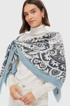 Blue Filigree Silk Cashmere Blend Large Scarf -Loeffler Randall Store 4XxA4Z6xpA3fZNrGUKbGdAWxr28MQlPO 1