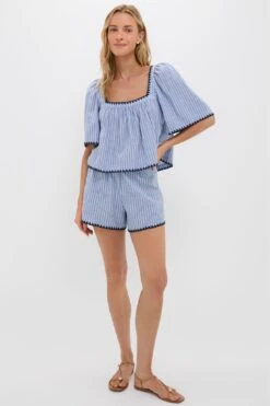 Blue Stripe Whipstitch Kieran Short -Loeffler Randall Store 4ofbWG70dWKVTnamqMrEv3tLImTxmjEE 1