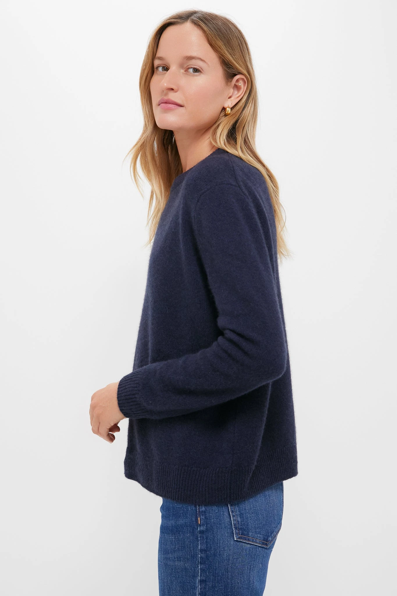 Navy Bodie Boyfriend Cashmere Crewneck Sweater 4 Navy Bodie Boyfriend Cashmere Crewneck Sweater - Image 4