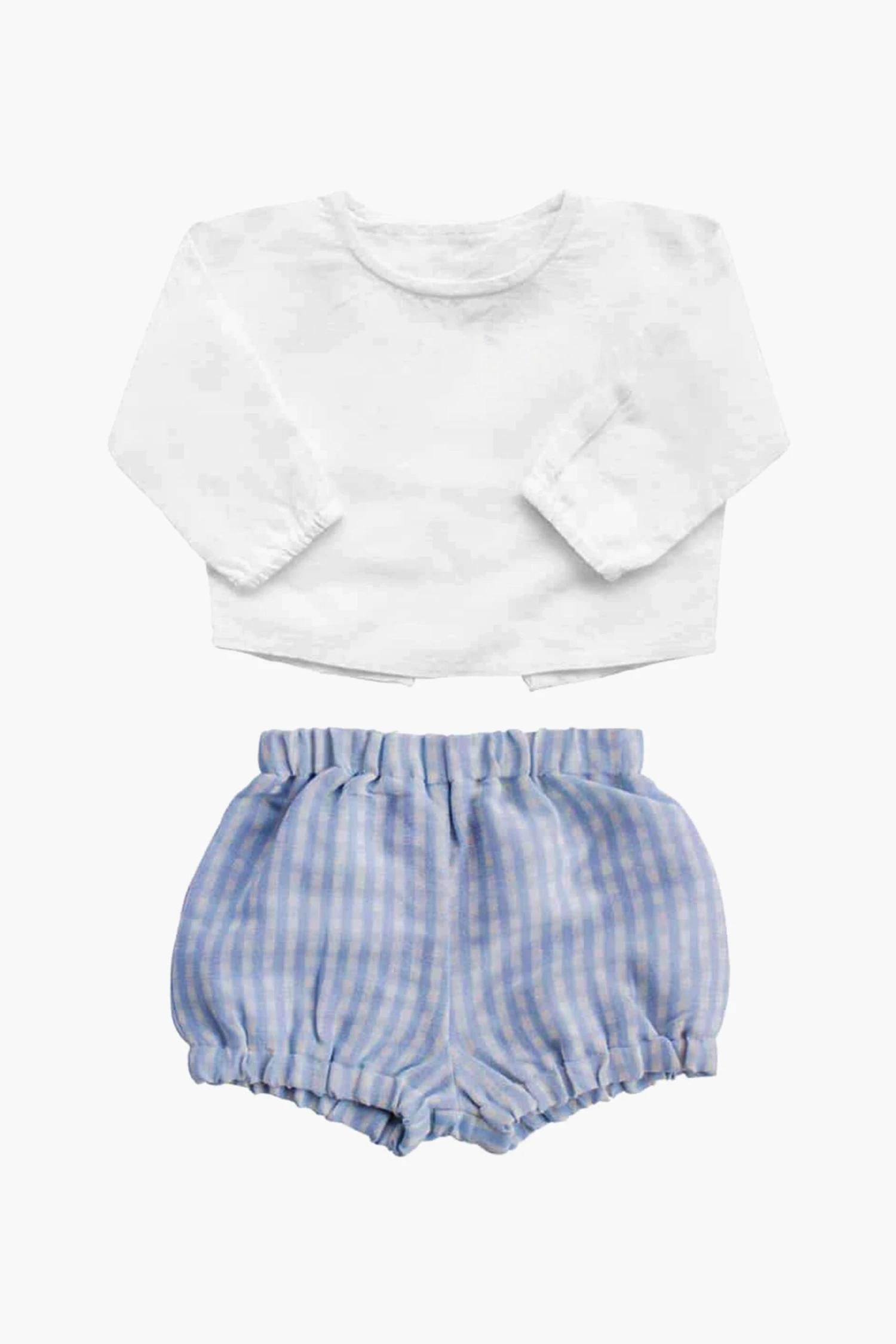 Boys White Shirt And Pale Blue Gingham Short Gift Set 2 Boys White Shirt And Pale Blue Gingham Short Gift Set - Image 2