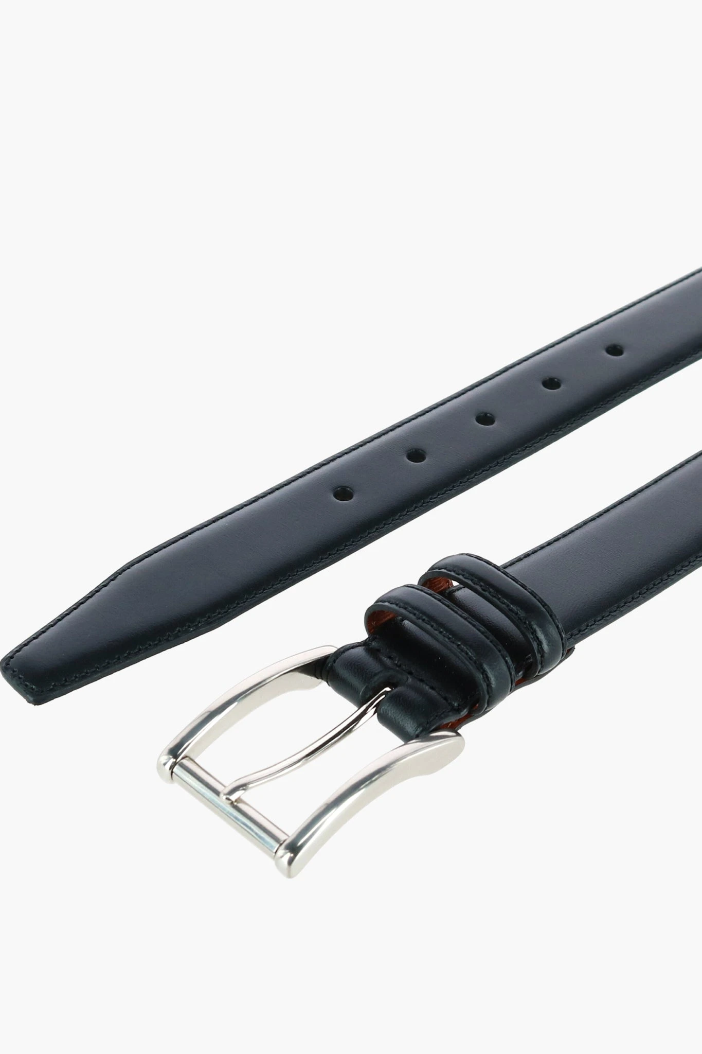 Black Lorenzo 32mm Dropped Edge Leather Belt 4 Black Lorenzo 32mm Dropped Edge Leather Belt - Image 4