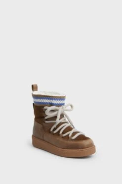 Brown Cosmos Leather Wool-Lined Boots