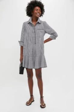 Black Gingham Ric Rac Callahan Shirt Dress