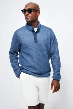 Marine Layer Navy Olive Heather Corbet Reversible Pullover