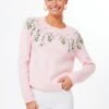 Pink Floral Embroidered Lilah Sweater