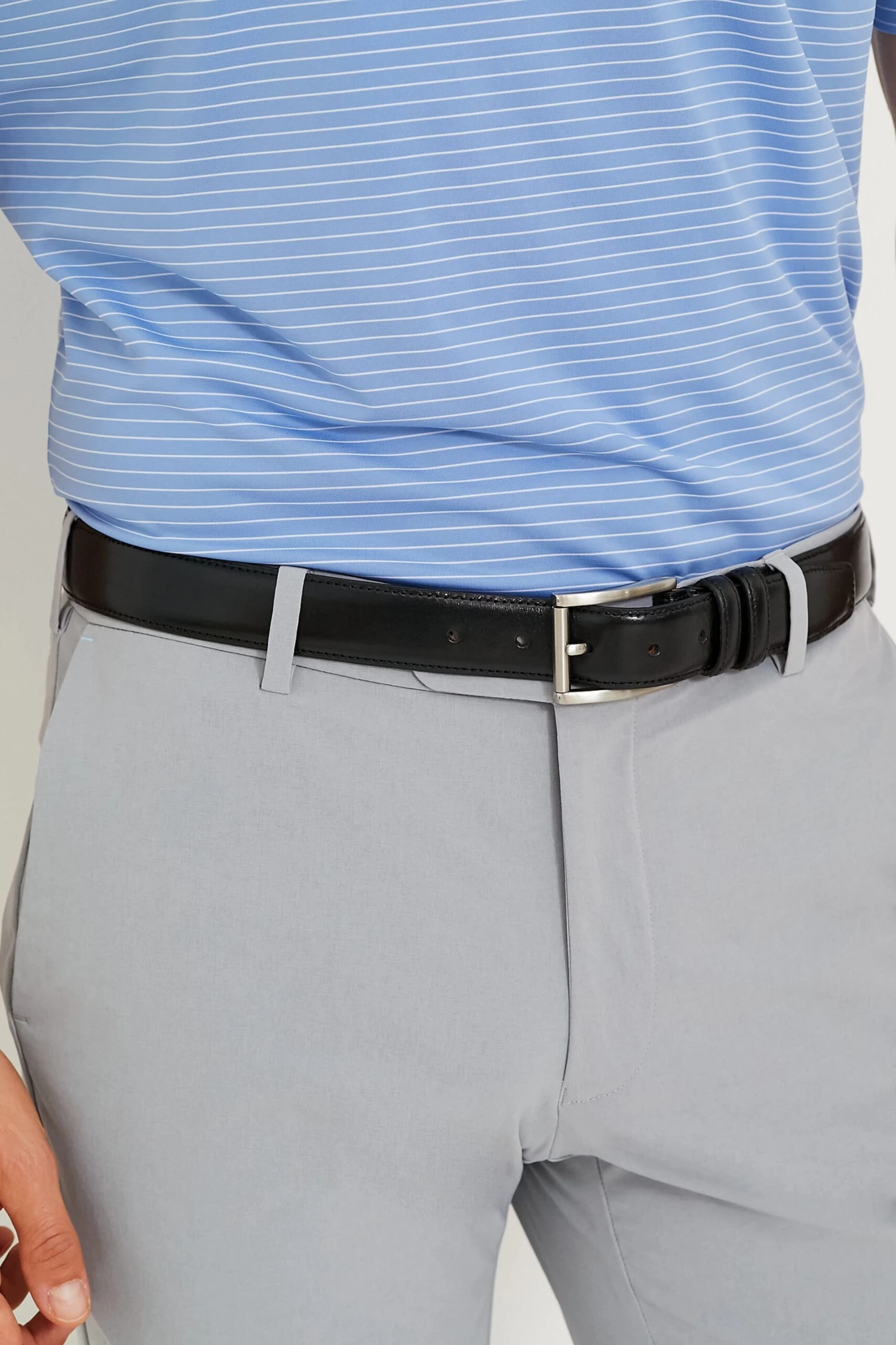 Black Lorenzo 32mm Dropped Edge Leather Belt 2 Black Lorenzo 32mm Dropped Edge Leather Belt - Image 2