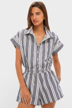 Faithfull The Brand Antique Navy Stripe Cyrene Jumpsuit