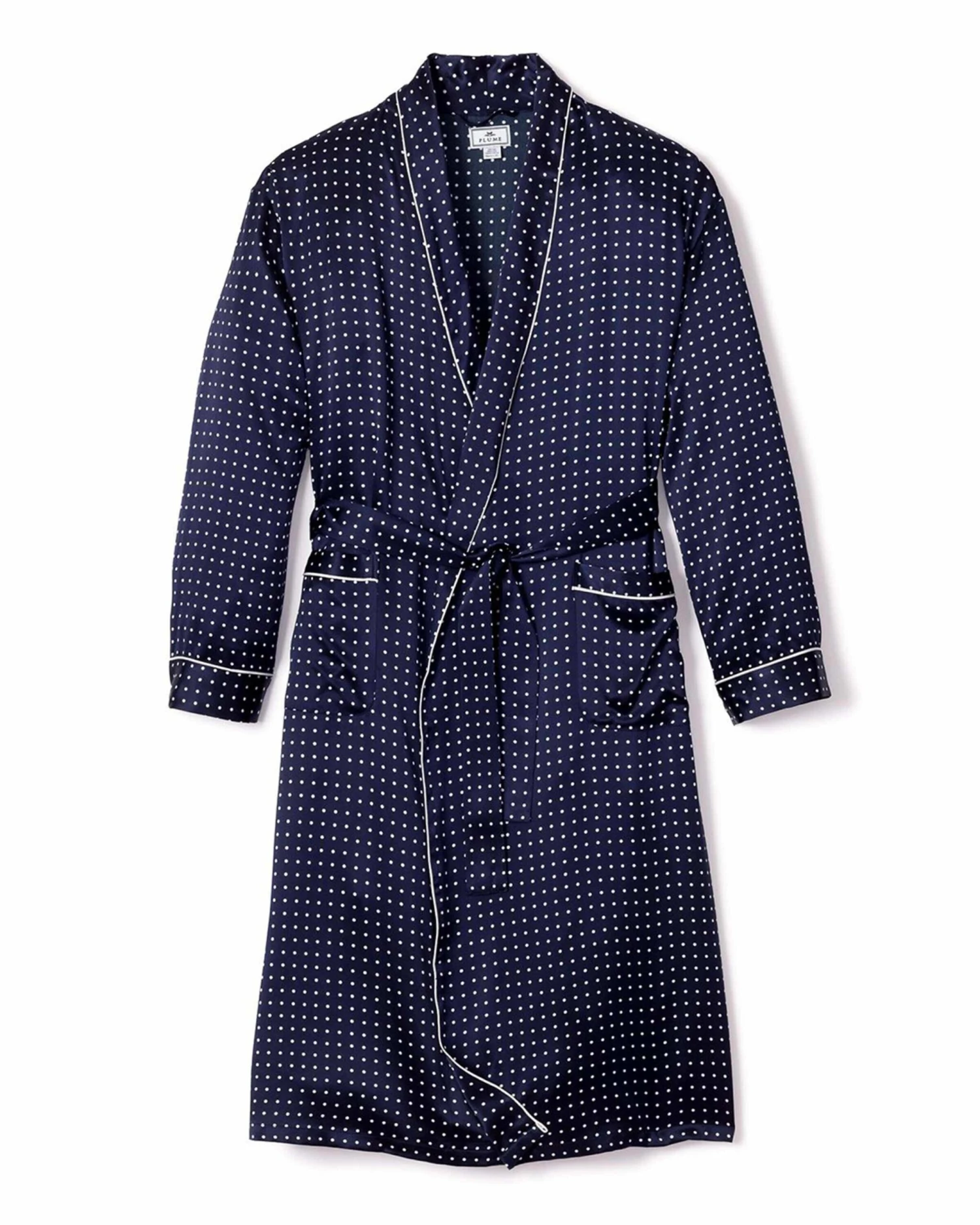 Mens Navy Silk Long Robe 6 Mens Navy Silk Long Robe - Image 6