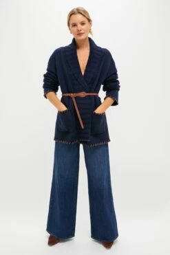 Navy And Brown Blanket Stitch Harrow Cardigan -Loeffler Randall Store 9FdyyGmVLlVK3GMKUD4xWNt9MKPYm3aL 1