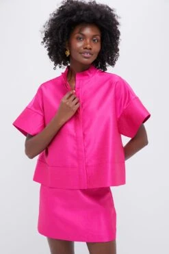 Loeffler Randall Store 11 Hot Pink Dupioni Trapunto Stitch Sofia Shirt