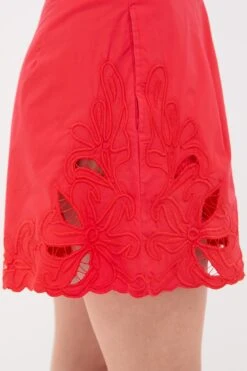Red Poplin Wide Hem Shorts With Cut-Out Embroidery -Loeffler Randall Store 9Pr21GkhDPCnVsBXHLAkhZZbuVvqgVQw 1