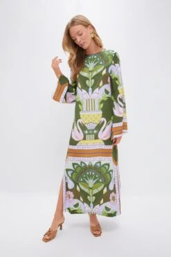 Green Multicolor Print Lilian Dress