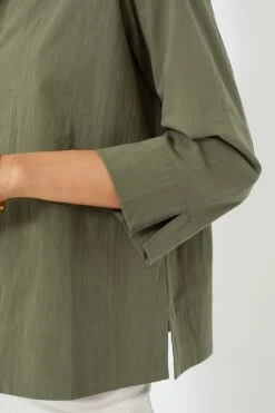 Olive Green Margot Stand Collar Blouse -Loeffler Randall Store 9X90glsHnU8GmTV0Lo0FgfkObFoYDBWg 1