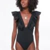 Black Siena Ruffle Scallop One Piece -Loeffler Randall Store 9cMzJv1R2ryOgnom0ziZFIXCBuRPEwJJ 1