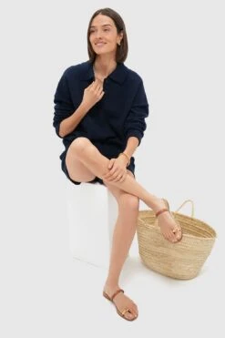 Navy Knit Bode Polo Sweater -Loeffler Randall Store 9xMGPpaViEPpiqSfIpKGyU3o4IcrviMm 1