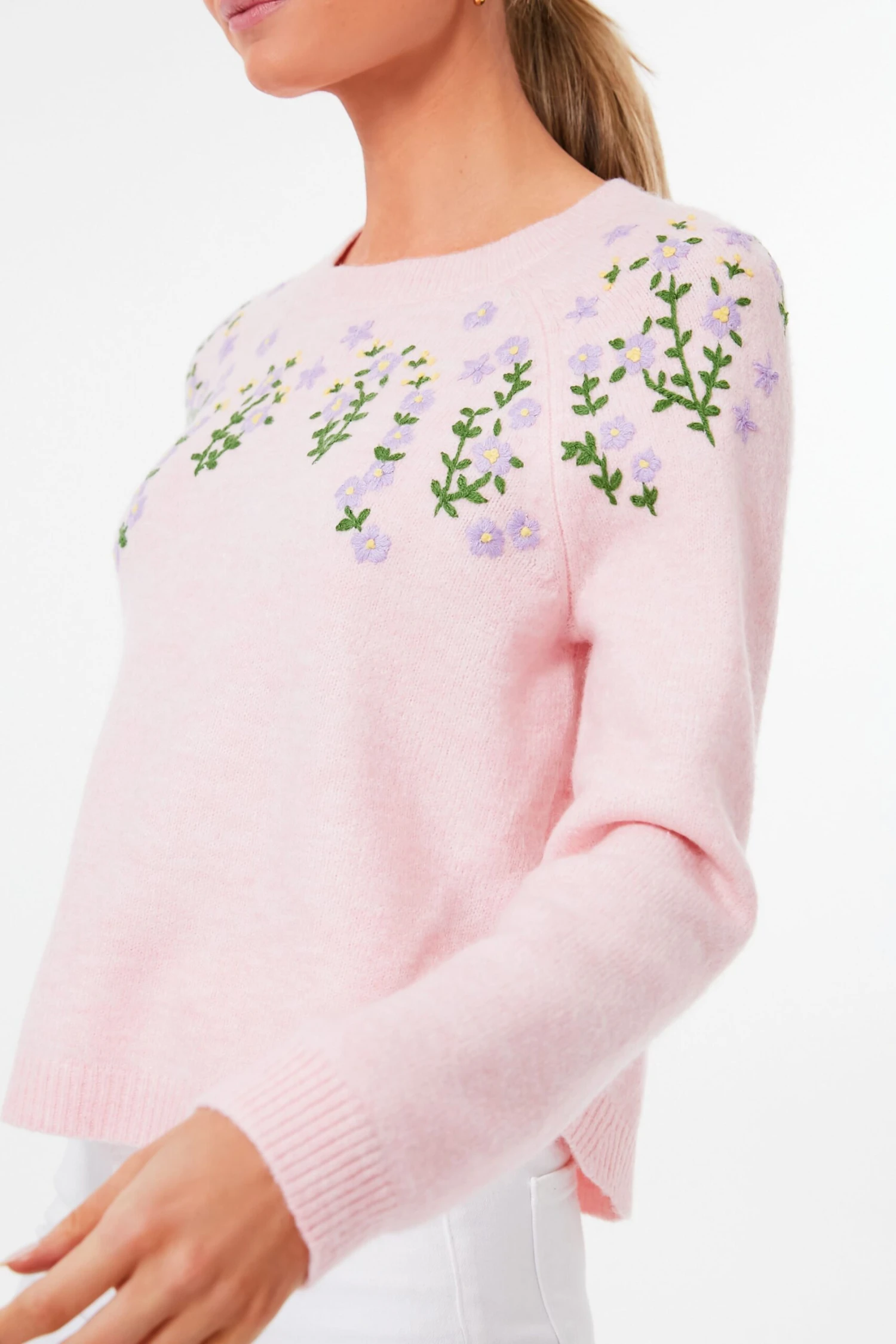 Pink Floral Embroidered Lilah Sweater 5 Pink Floral Embroidered Lilah Sweater - Image 5