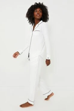 White Pajama Set With Navy Piping -Loeffler Randall Store Abq4glPGTqRI1QG24AL0YnXzILUBbtct 1