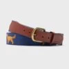 Classic Navy Golden Retriever Needlepoint Belt