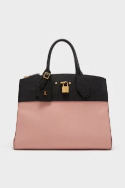 Louis Vuitton Magnolia Pink And Black Pebbled Calf Leather City Steamer MM