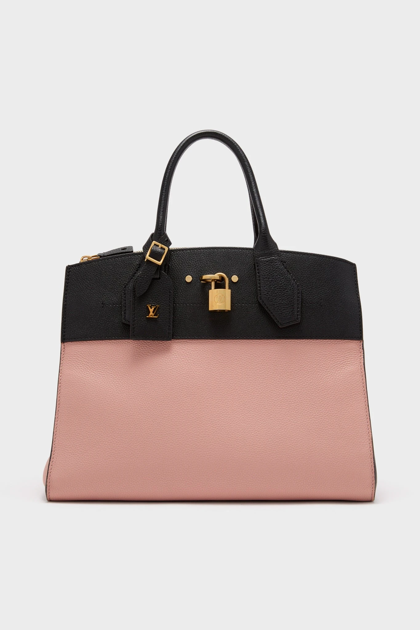 Louis Vuitton Magnolia Pink And Black Pebbled Calf Leather City Steamer MM 1 Louis Vuitton Magnolia Pink And Black Pebbled Calf Leather City Steamer MM