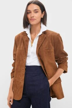 Staud Tan Natalie Suede Jacket