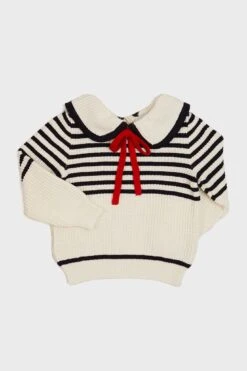 Mariner Collar Bold Stripe Jumper In White