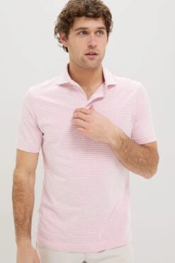 Peter Millar Pink Crepe Albatross Cotton Blend Pique Polo