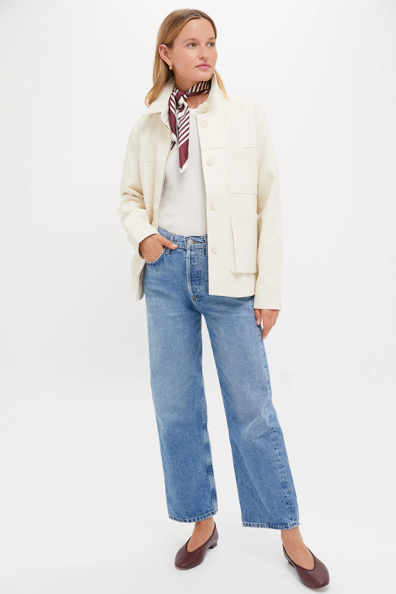 Ivory Telsey Faux Leather Jacket 6 Ivory Telsey Faux Leather Jacket - Image 6