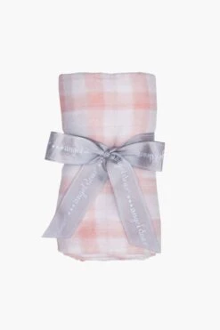 Pink Painted Gingham Swaddle