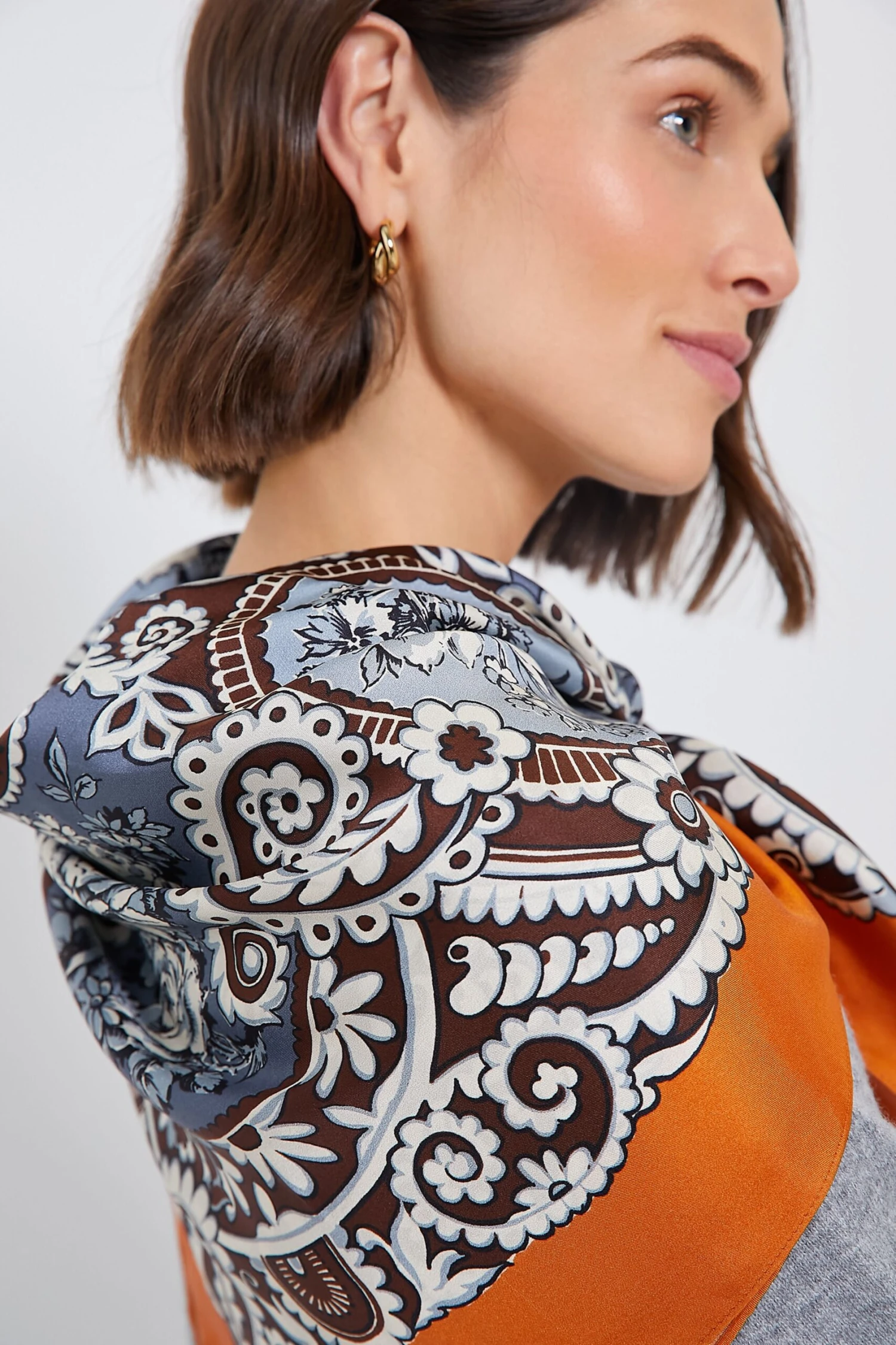 Orange Filigree Medium Silk Scarf 2 Orange Filigree Medium Silk Scarf - Image 2