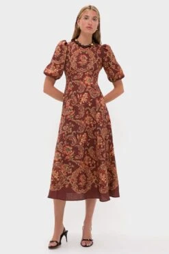 Burgundy Seraphine Midi Dress