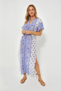 Blue And White Angel Caftan