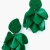 Kelly Green Silk And Leather Orchid Earrings