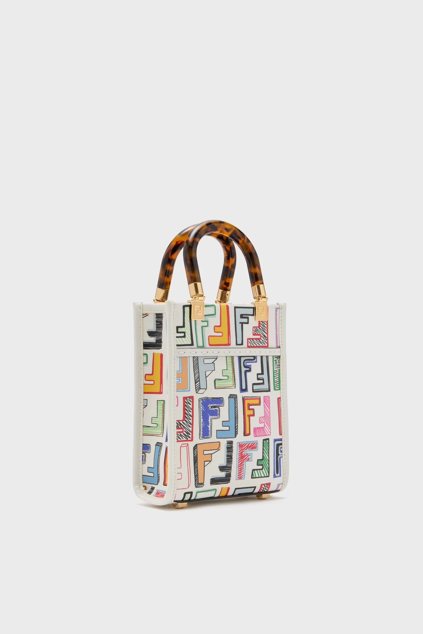 FENDI White Multicolor Leather Sunshine Shoulder Bag 4 FENDI White Multicolor Leather Sunshine Shoulder Bag - Image 4