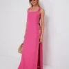 Pink Solid Long Coverup With Open Sides
