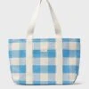 Loeffler Randall Blue And Cream Gingham Bennett Tote