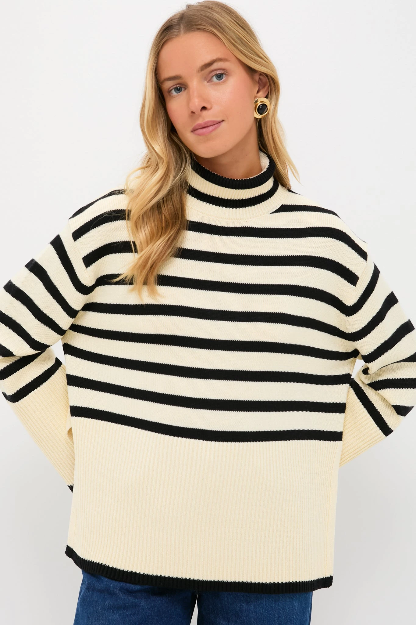 Exclusive Cream Striped Turtleneck Sweater 1 Exclusive Cream Striped Turtleneck Sweater