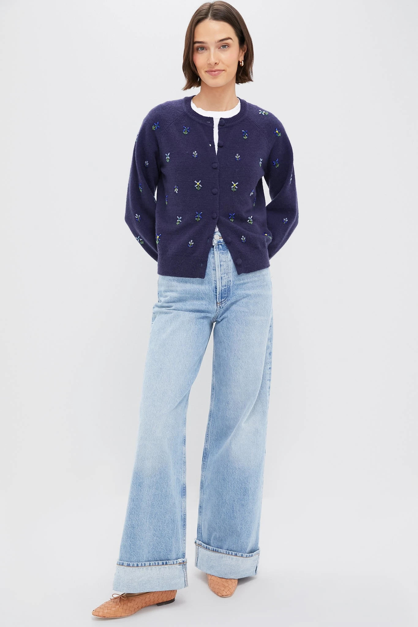 Blue Floral Embellishment Navy Elsie Cardigan 6 Blue Floral Embellishment Navy Elsie Cardigan - Image 6